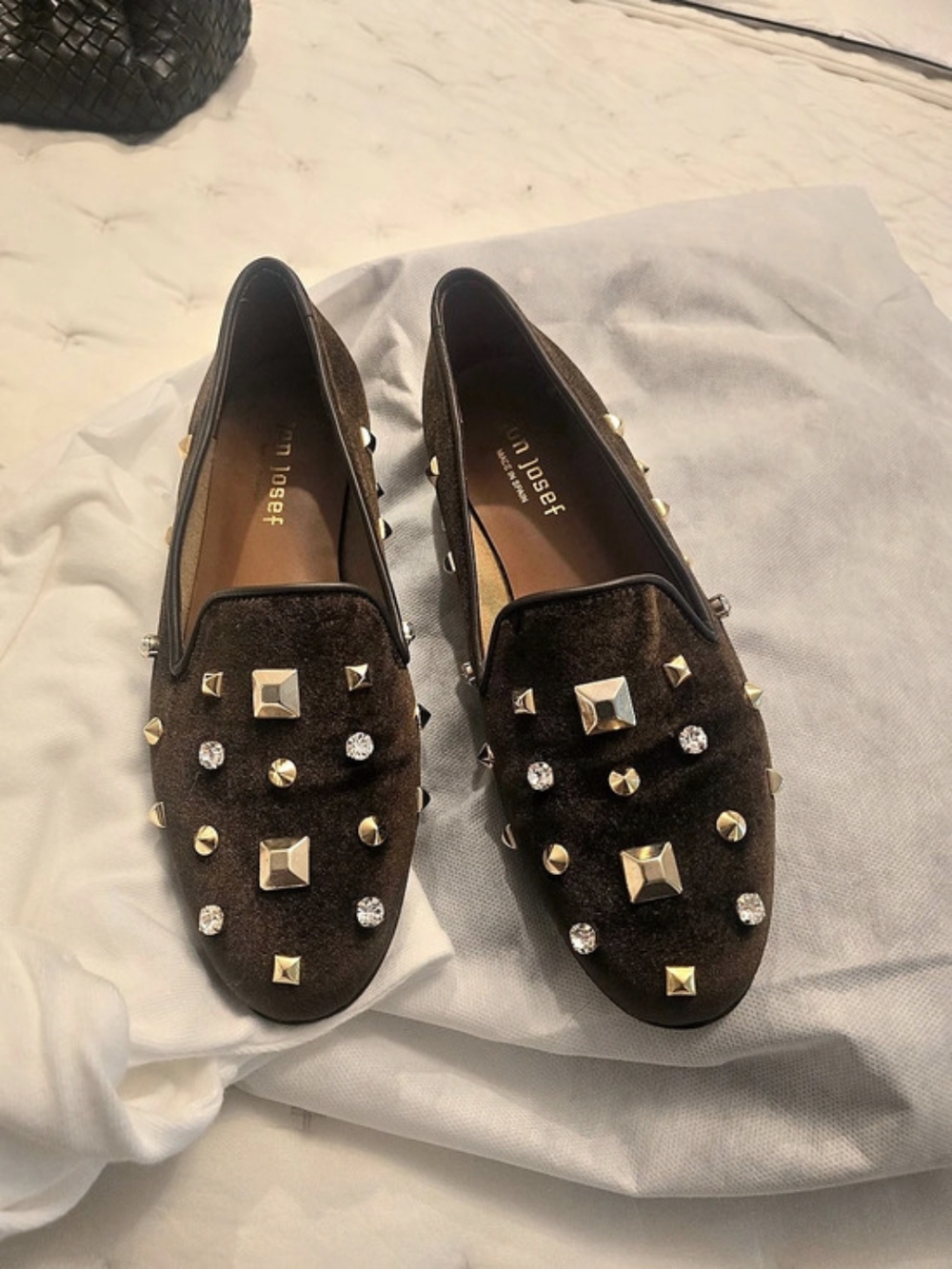 JON JOSEPH Studded Loafers BROWN 7.5